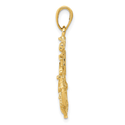 14k Medium Anchor with Rope and Ships Wheel Pendant
