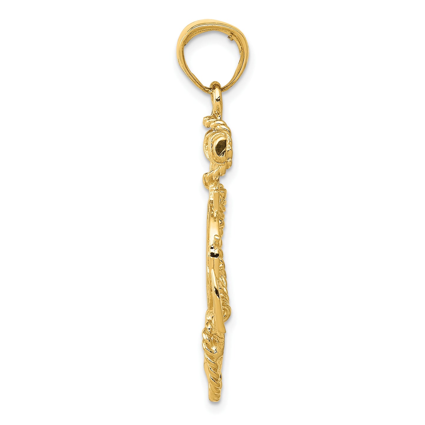 14k Large Anchor and Ships Wheel with Rope Pendant