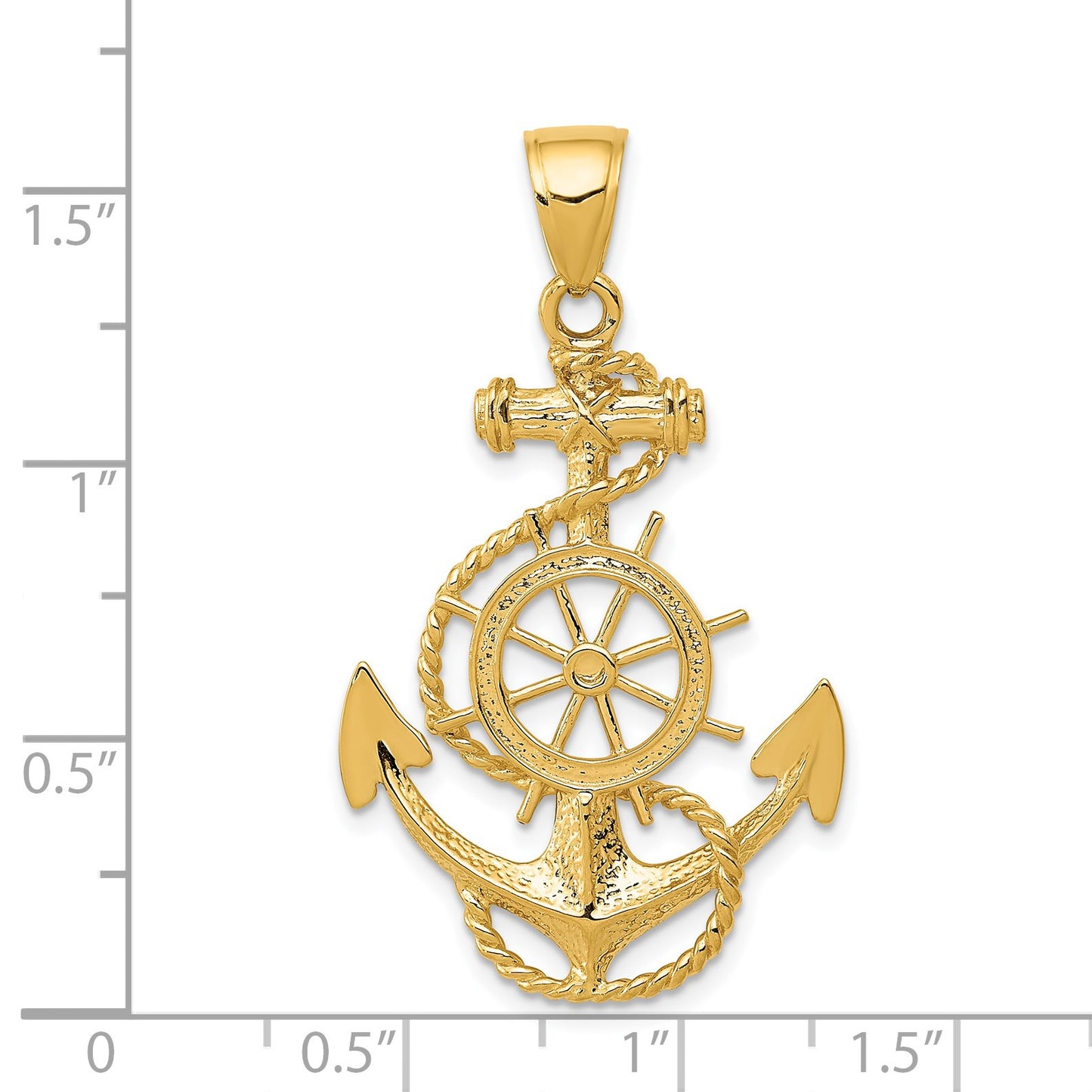 14k Large Anchor and Ships Wheel with Rope Pendant