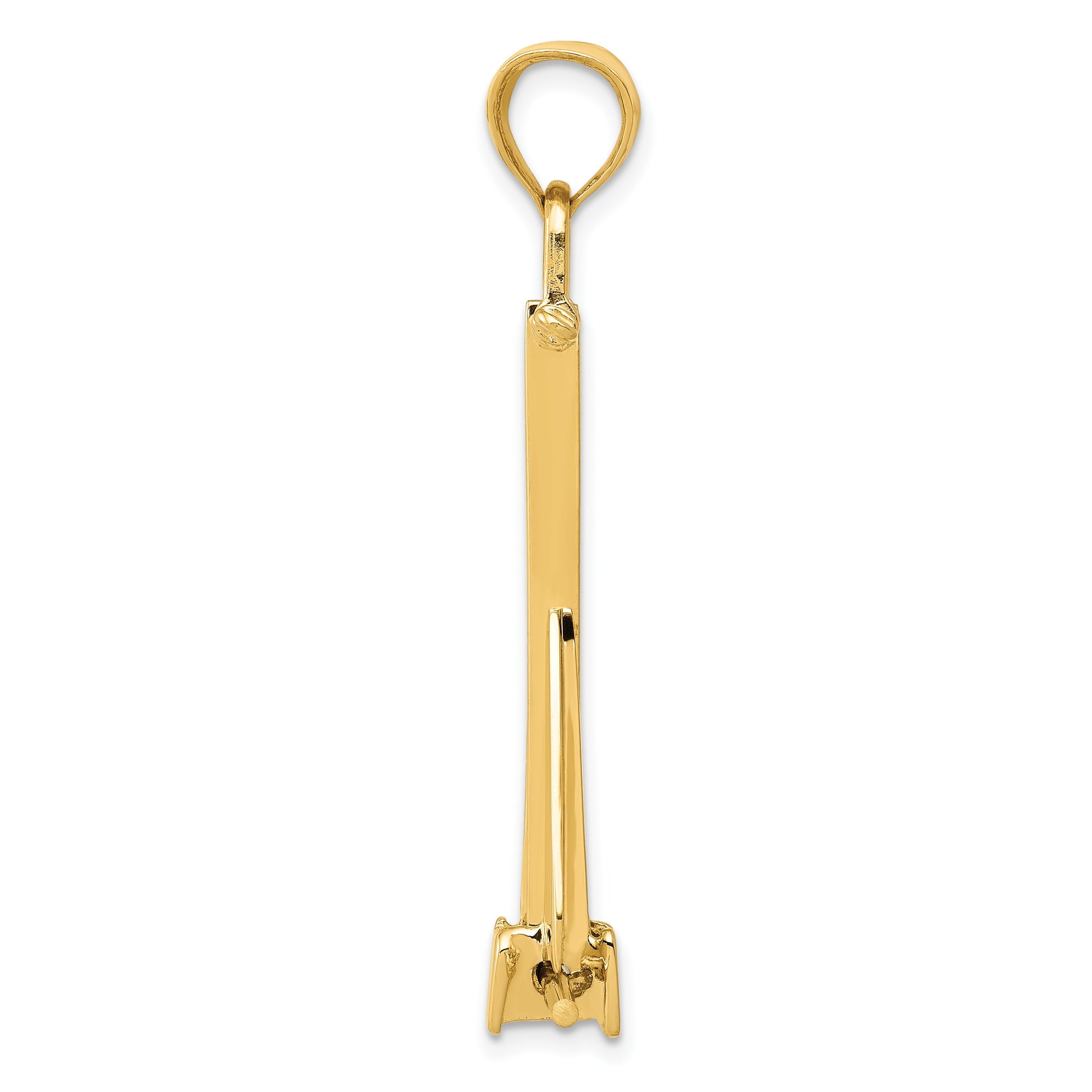 14K 3-D Fluke-Style Anchor with Moveable Fins Pendant