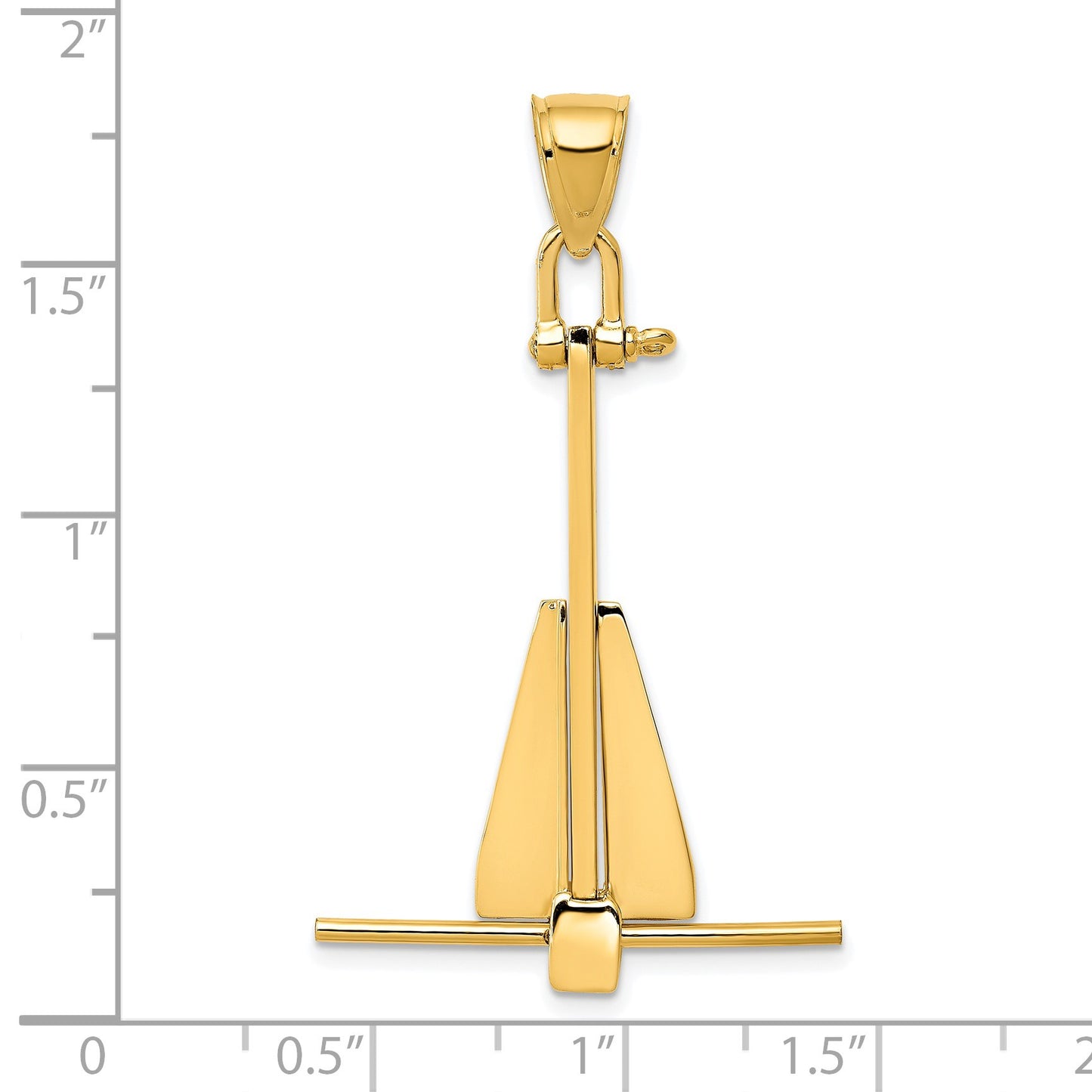 14K 3-D Fluke-Style Anchor with Moveable Fins Pendant