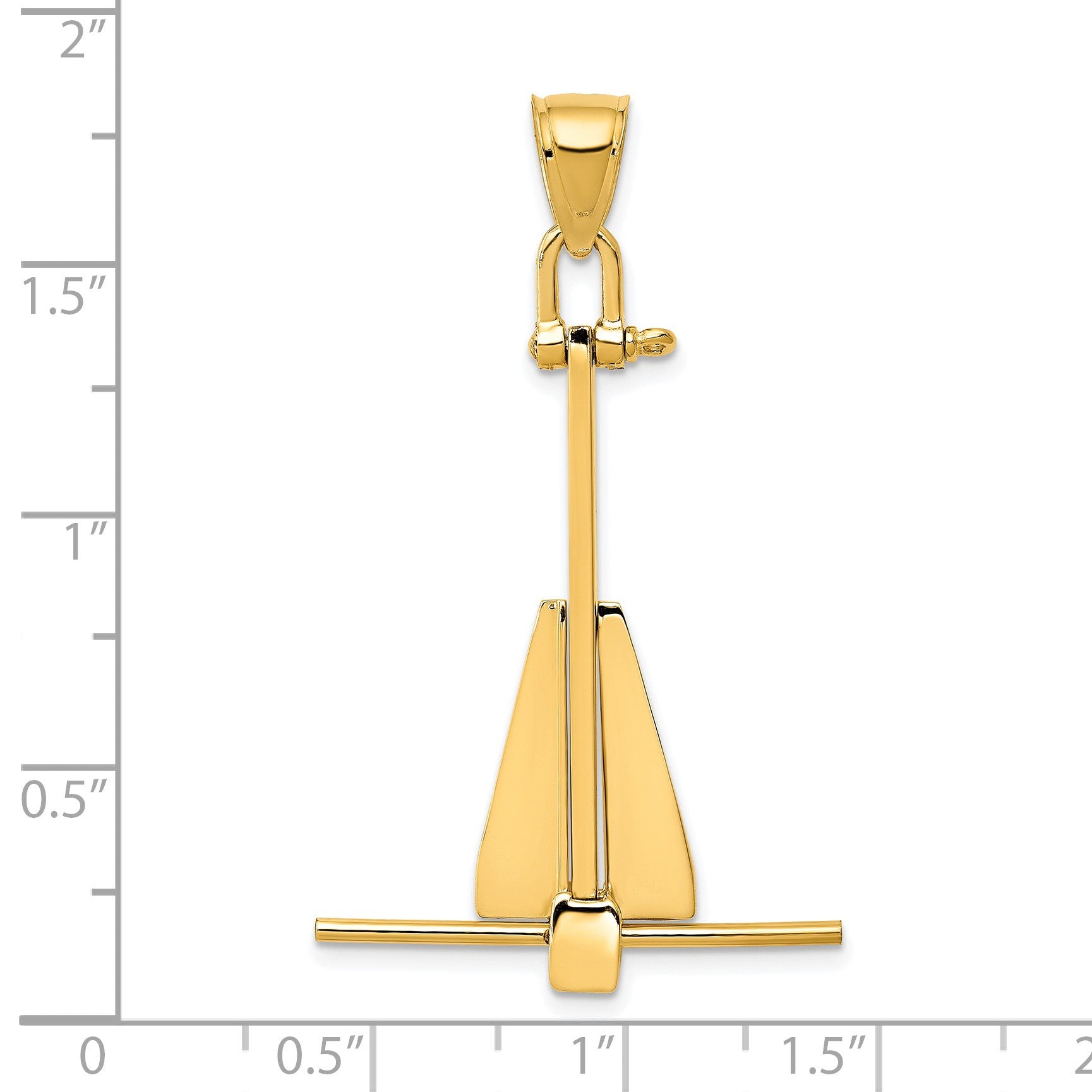 14K 3-D Fluke-Style Anchor with Moveable Fins Pendant