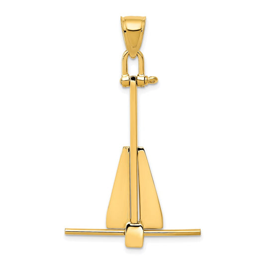 14K  3D Moveable Anchor Pendant