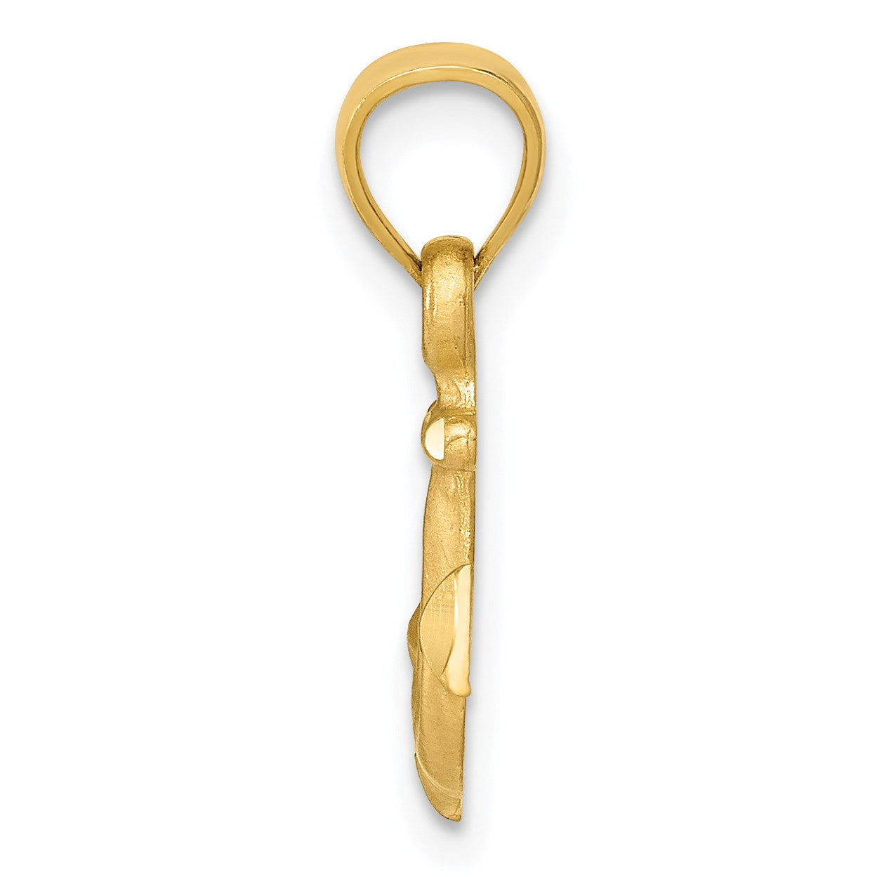 14K Satin Diamond-cut Anchor Pendant