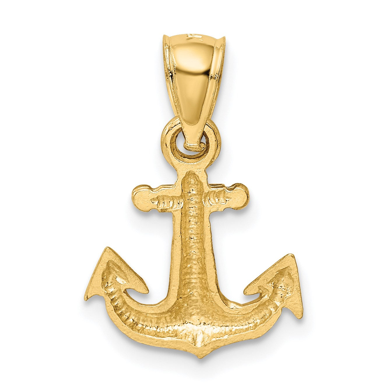 14K Satin Diamond-cut Anchor Pendant