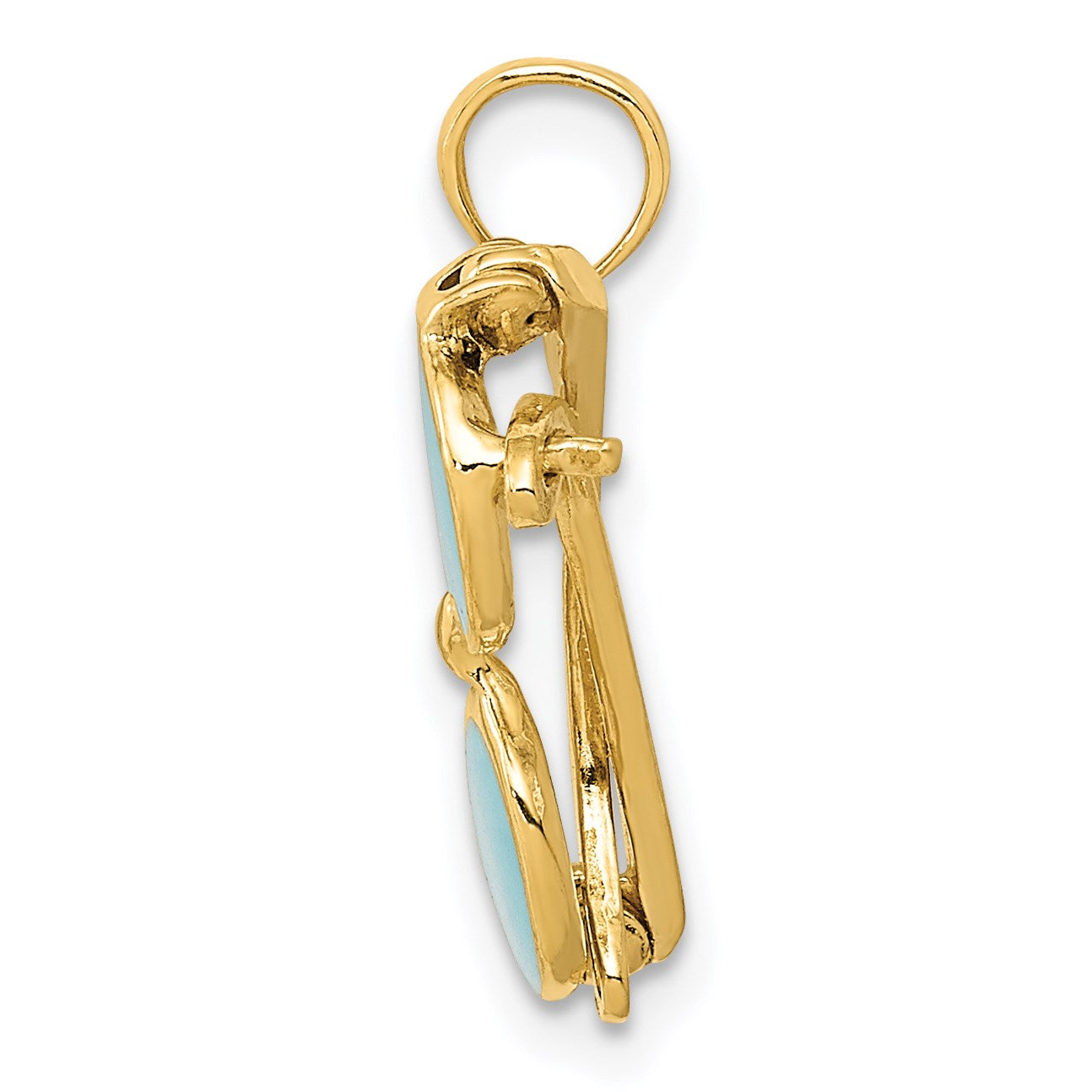 14k 3-D Aqua Enameled Sunglasses with Moveable Sides Pendant