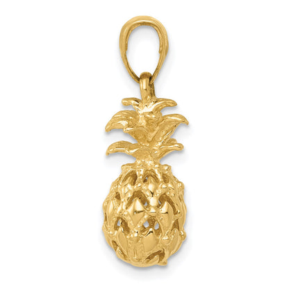 14K  3-D Cut-out Pineapple Pendant