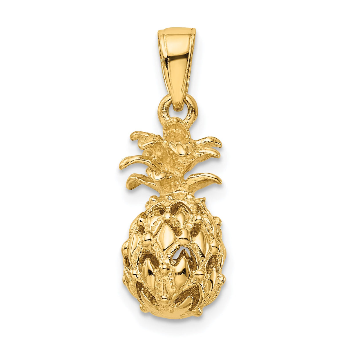 14K  3-D Cut-out Pineapple Pendant