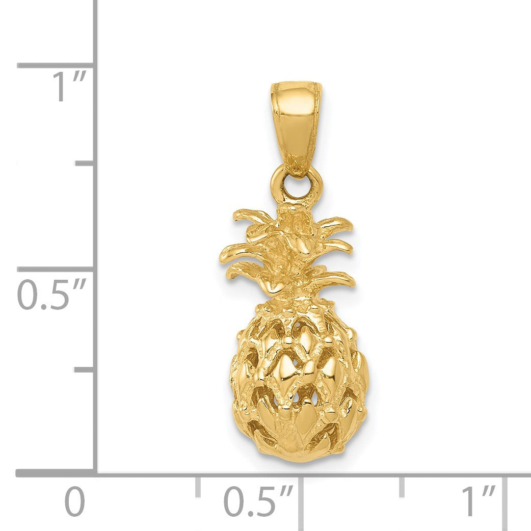 14K  3-D Cut-out Pineapple Pendant
