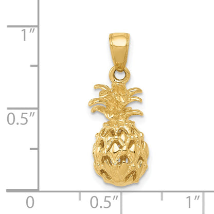 14K  3-D Cut-out Pineapple Pendant
