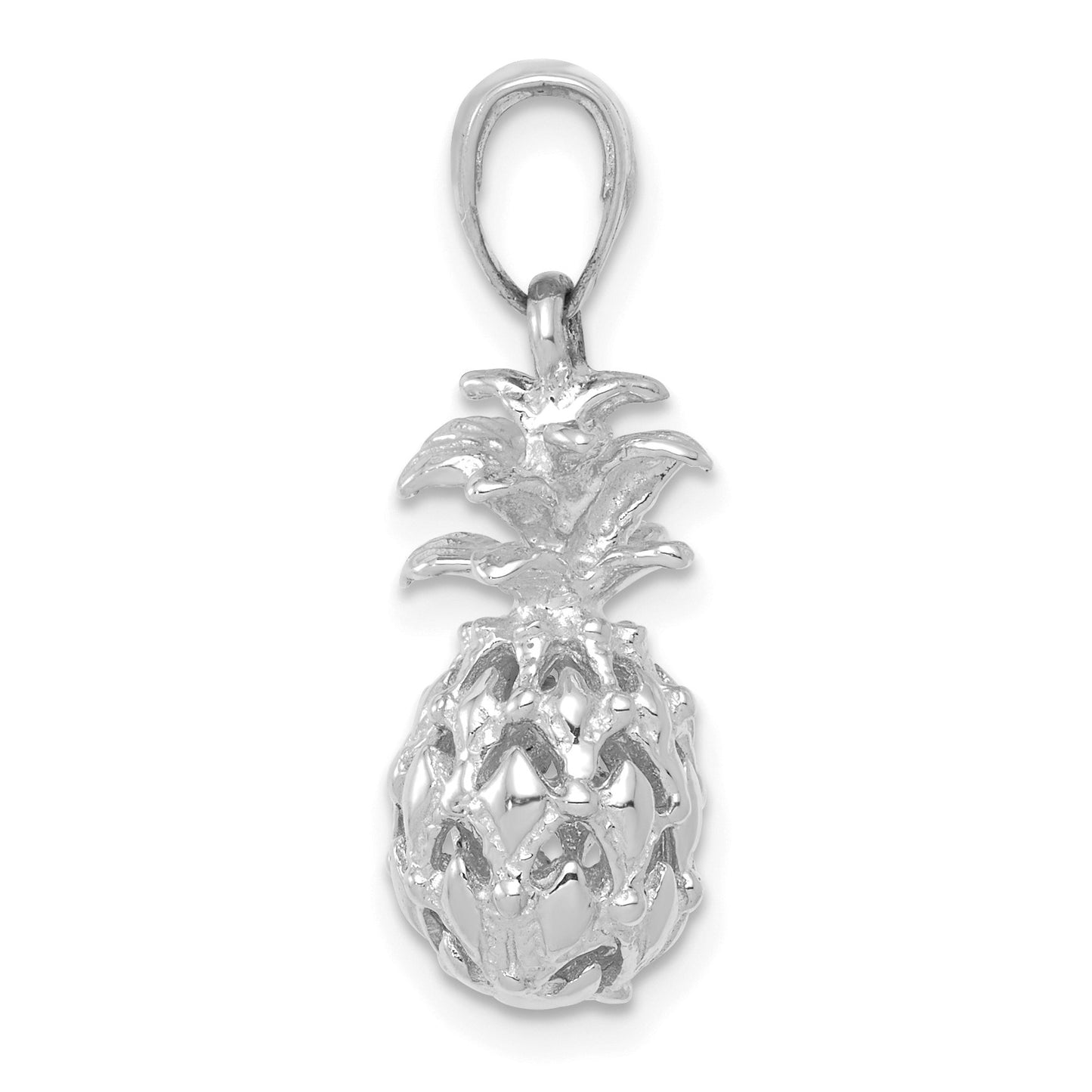 14K White Gold 3-D Cut-out Pineapple Pendant