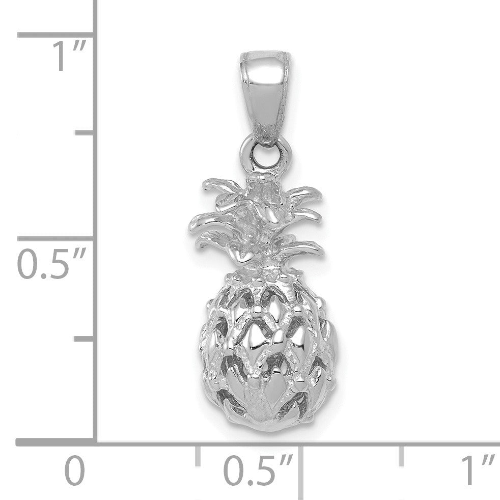 14K White Gold 3-D Cut-out Pineapple Pendant