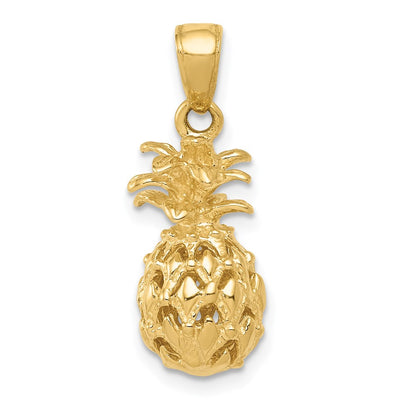 14K  3D Cut-out Pineapple Pendant