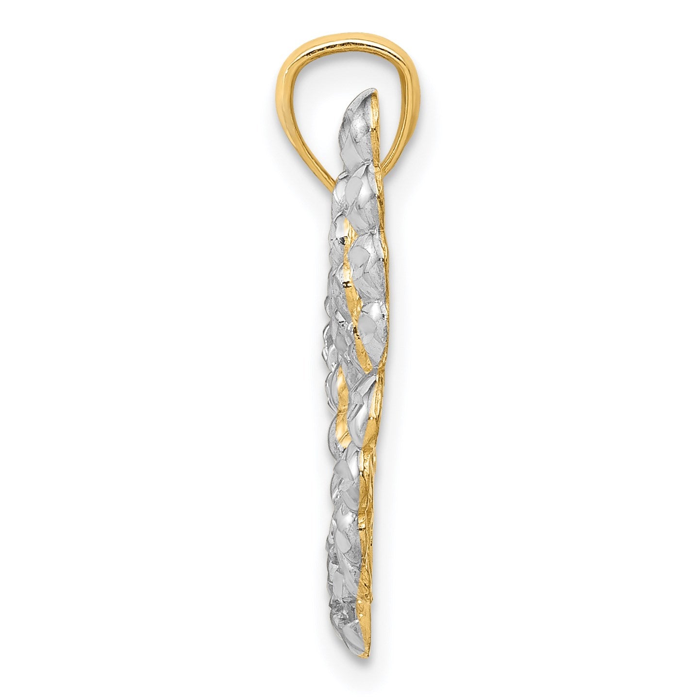 14k and White Rhodium Diamond-cut Butterfly Pendant