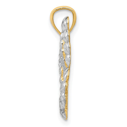 14k and White Rhodium Diamond-cut Butterfly Pendant