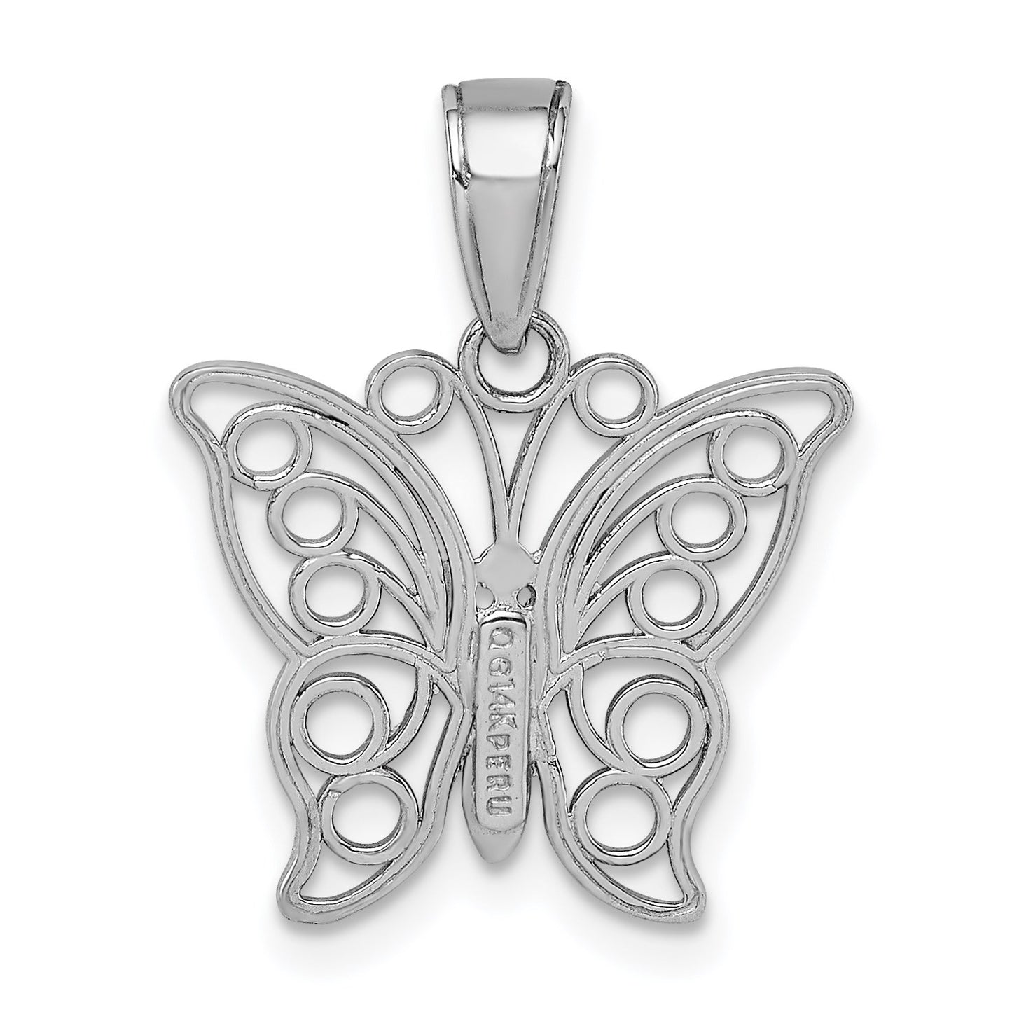 14K White Gold Cut-out Butterfly Large Pendant