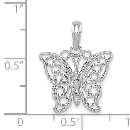14K White Gold Cut-out Butterfly Large Pendant