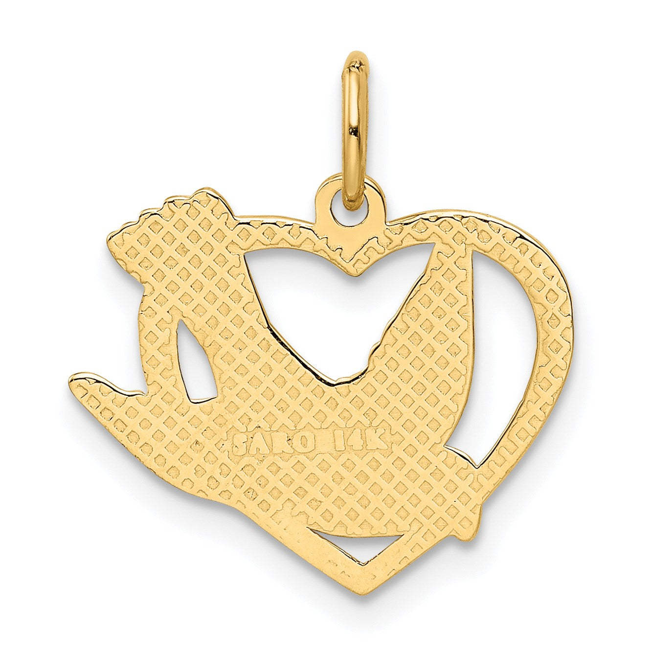 14k Dove in Heart Charm