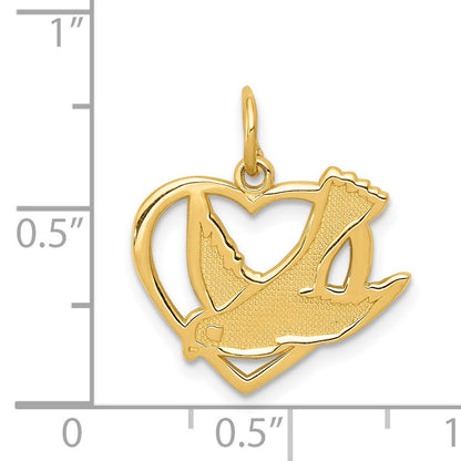 14k Dove in Heart Charm