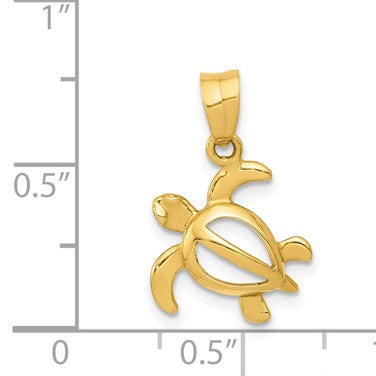 14k Small Open Turtle Pendant