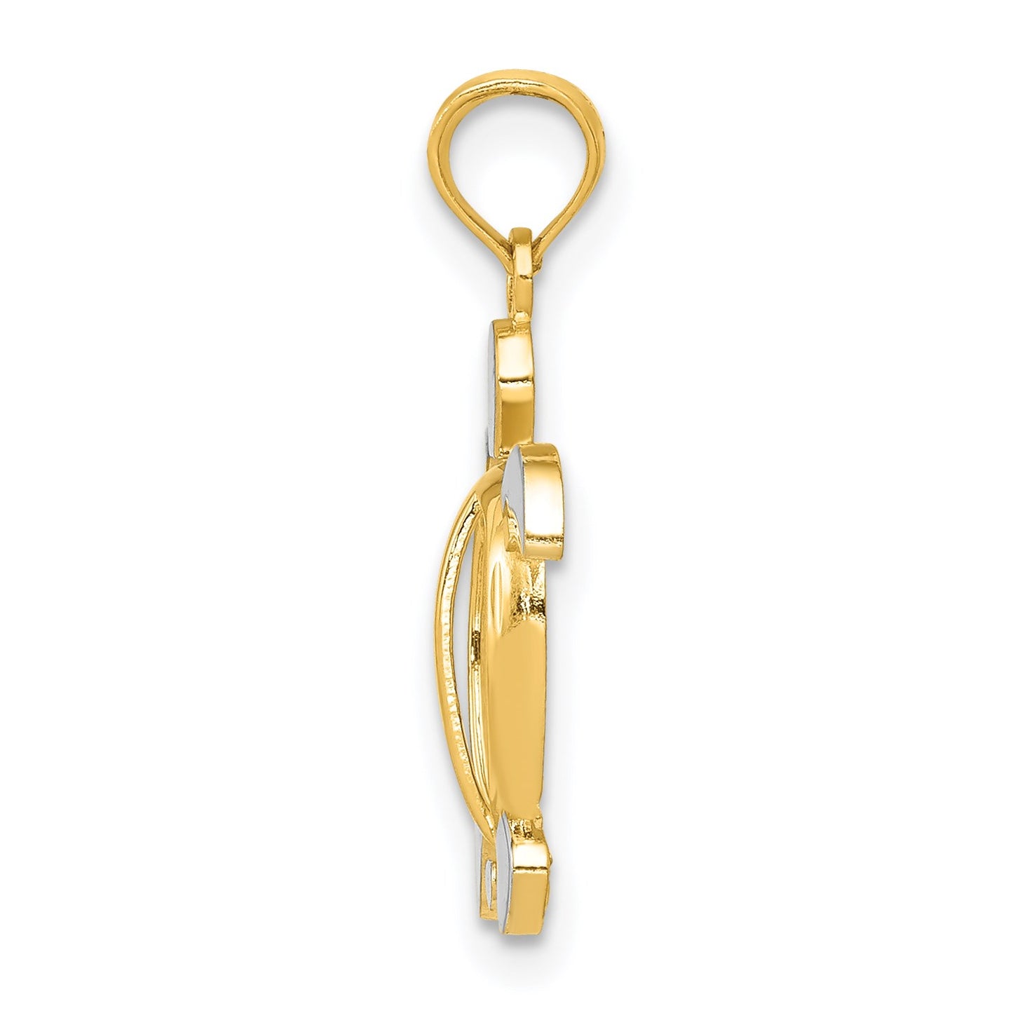 14K and White Rhodium Sea Turtle Pendant
