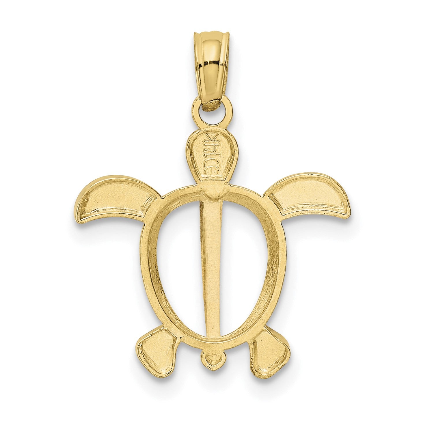 14K and White Rhodium Sea Turtle Pendant