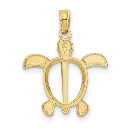 14K and White Rhodium Sea Turtle Pendant