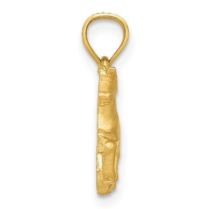14K Satin Diamond-cut Pig Pendant