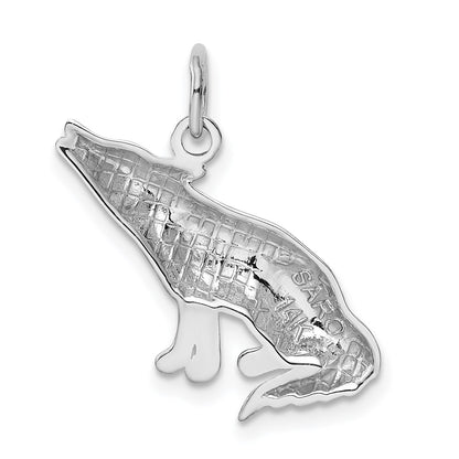 14k White Gold Howling Wolf Charm