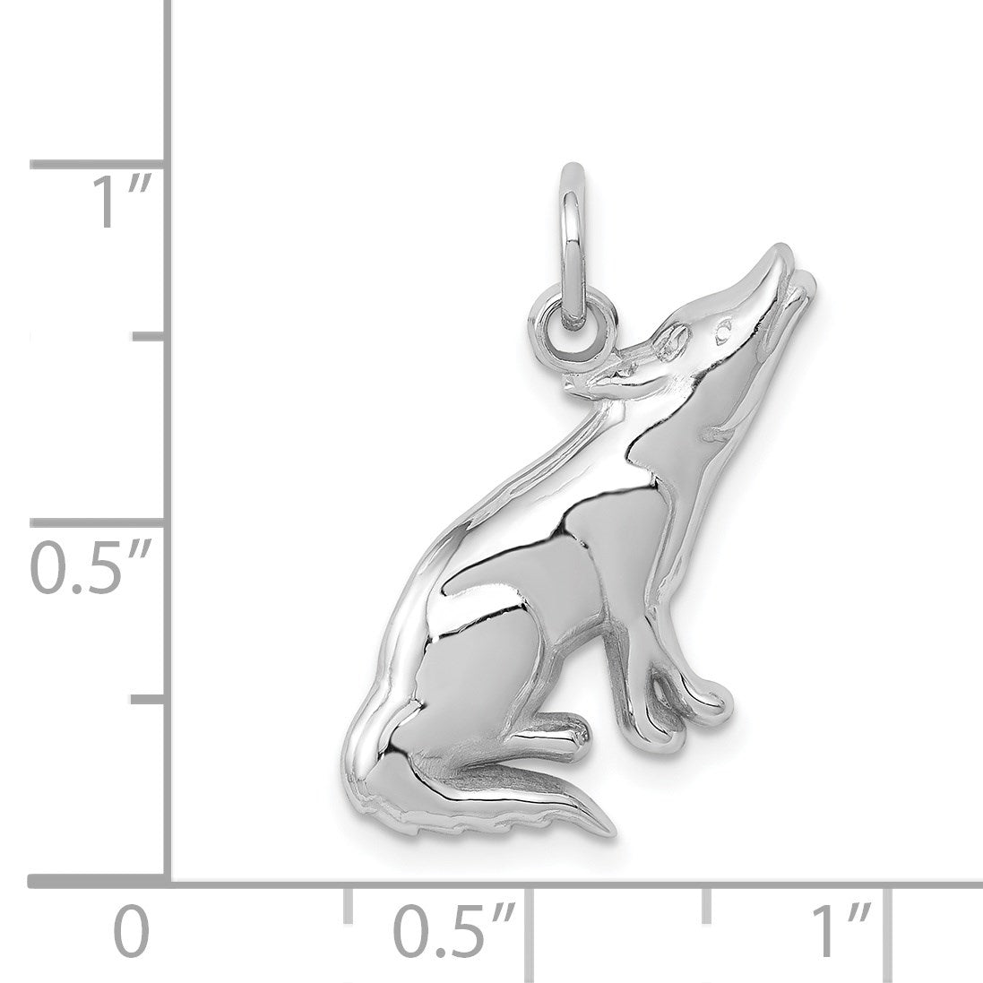 14k White Gold Howling Wolf Charm