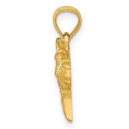 14K Satin Diamond-cut Horse Head Pendant