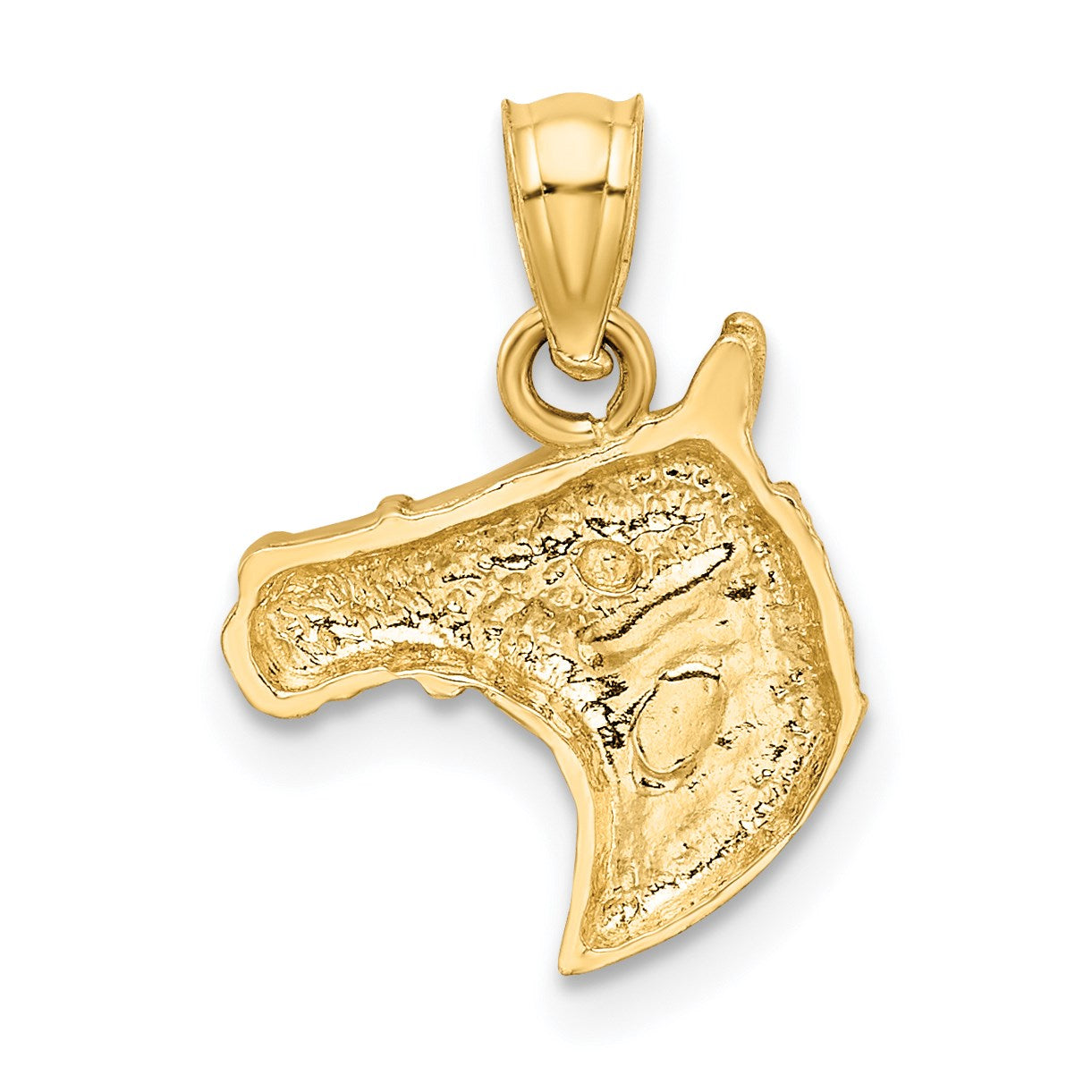 14K Satin Diamond-cut Horse Head Pendant