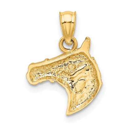 14K Satin Diamond-cut Horse Head Pendant