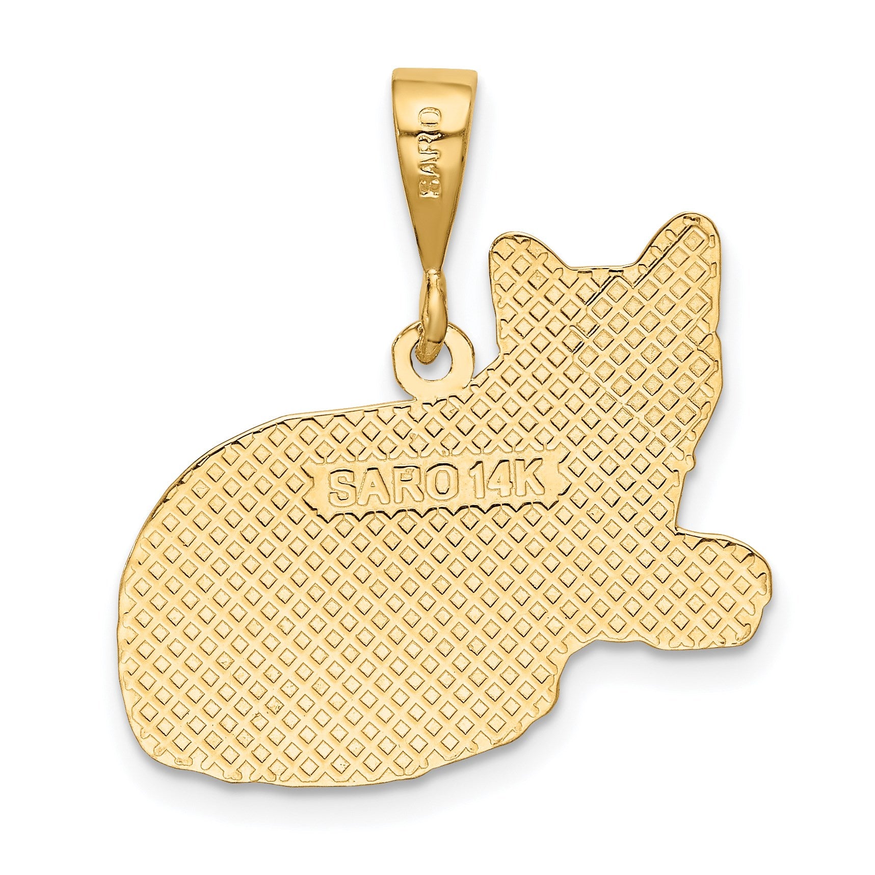 14k Textured Russian Blue Cat Pendant