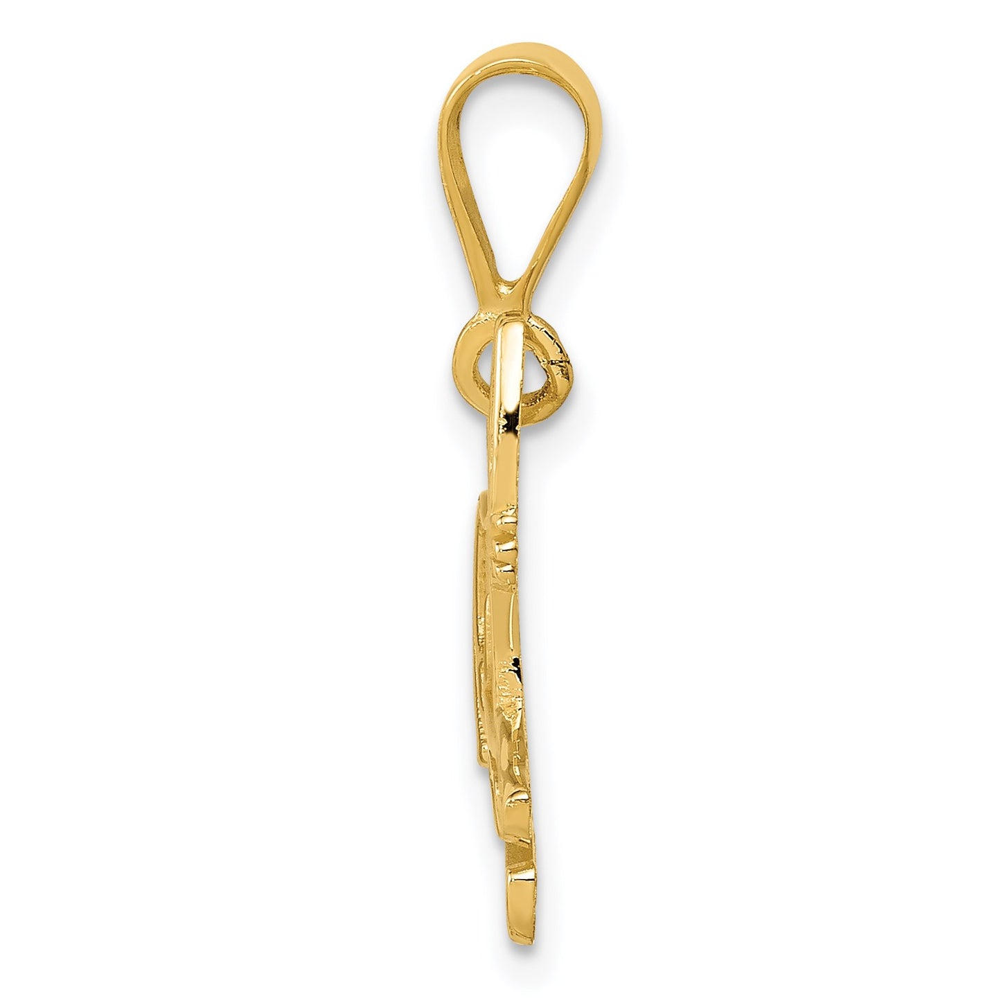 14k Textured Pit Bull Dog Pendant