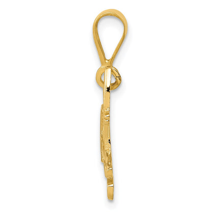 14k Textured Pit Bull Dog Pendant