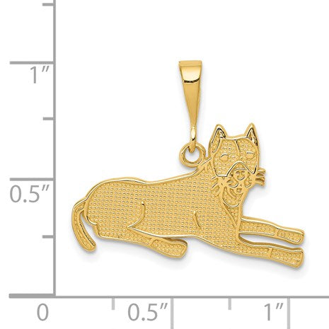 14k Textured Pit Bull Dog Pendant