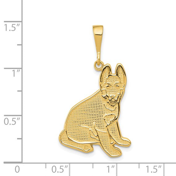 14k Textured German Shepherd Dog Pendant