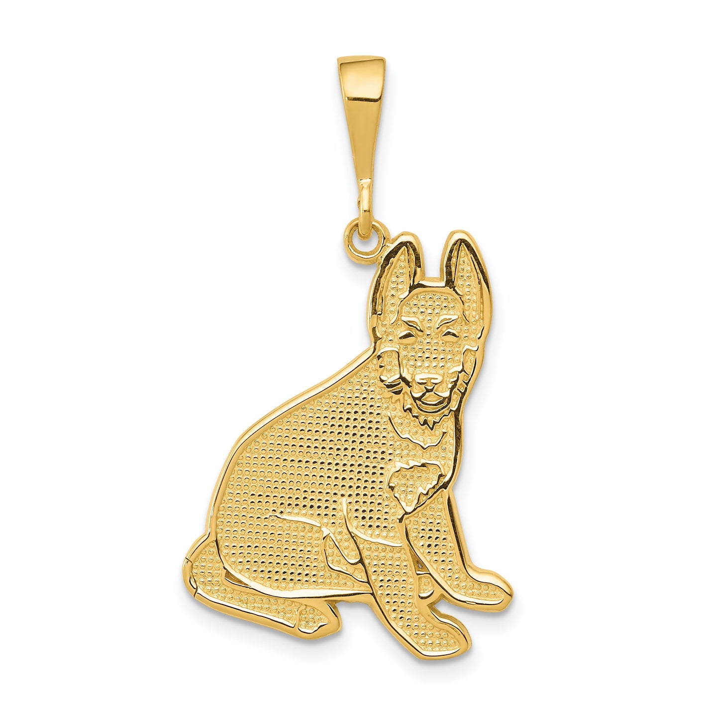 14k Textured German Shepherd Dog Pendant