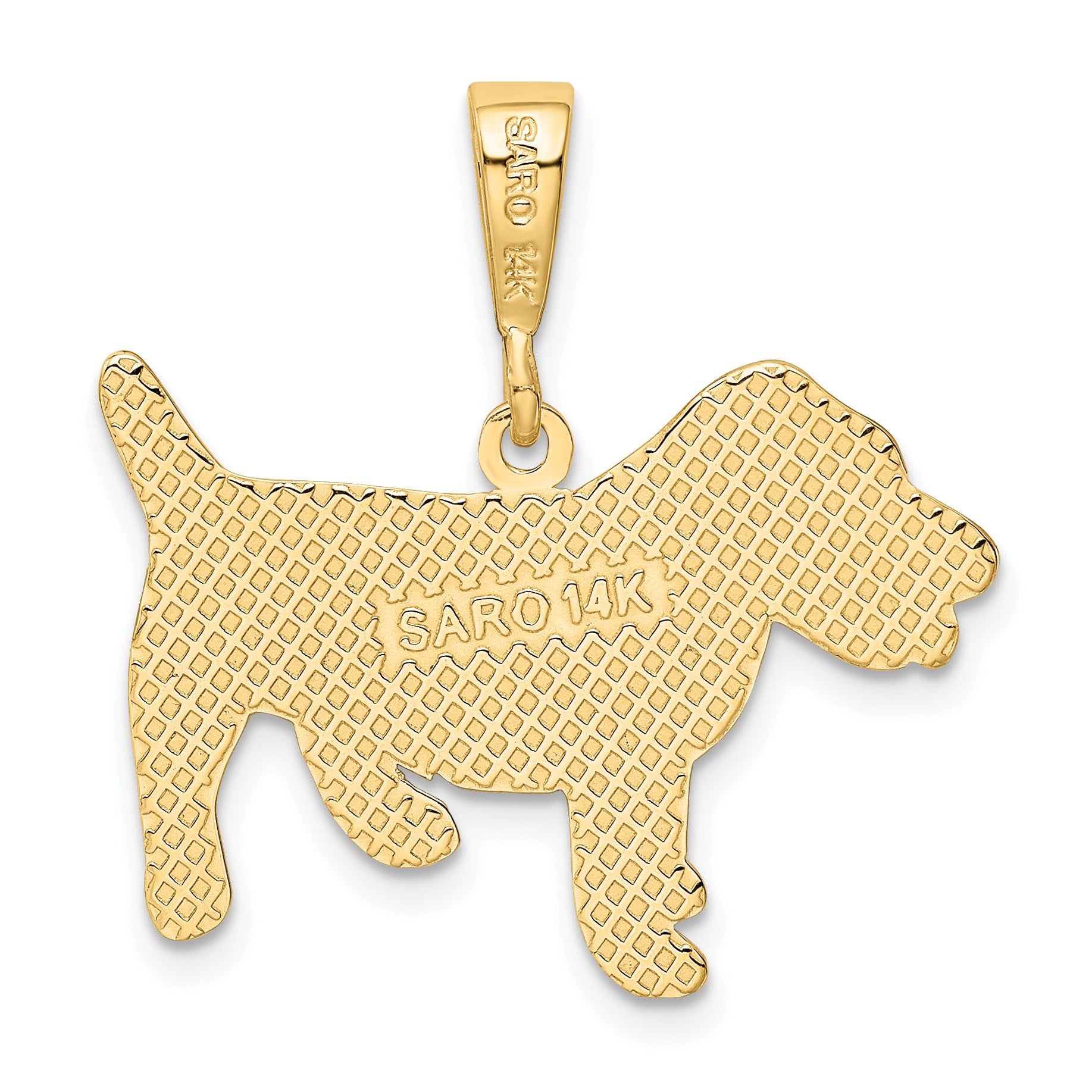 14k Textured Jack Russell Terrier Dog Pendant