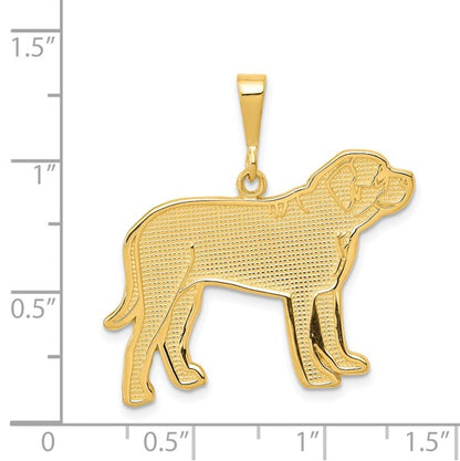 14k Textured Mastiff Dog Pendant