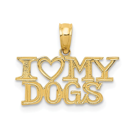 14k I HEART MY DOGS Pendant