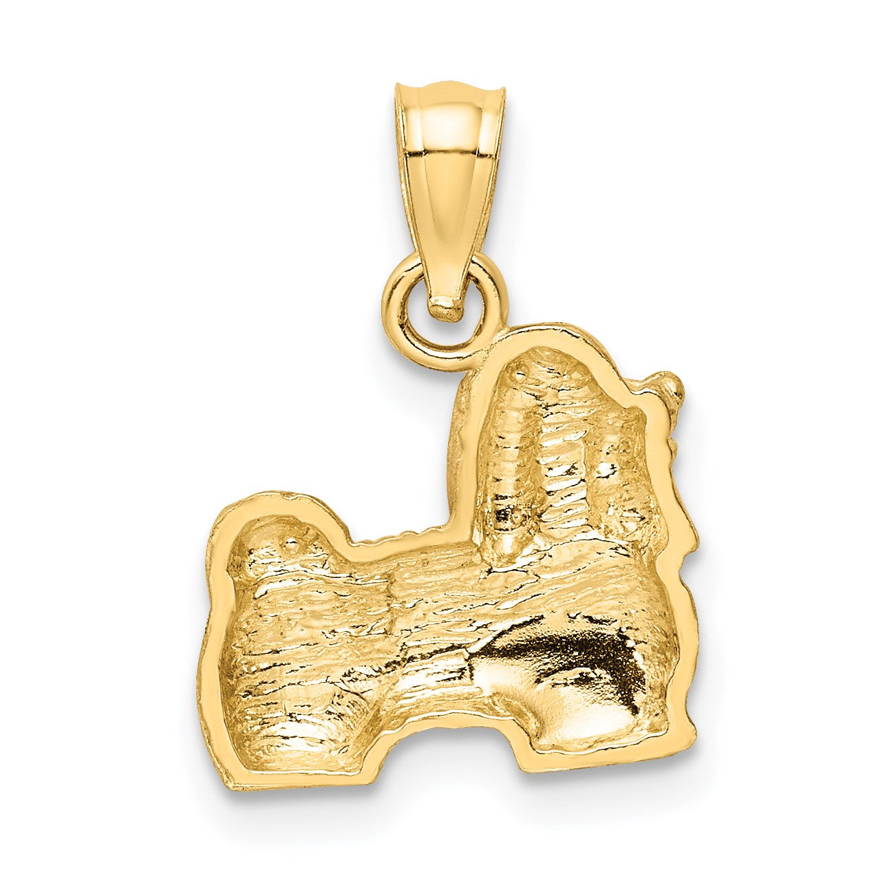 14K Satin Diamond-cut Shih Tzu Dog Pendant