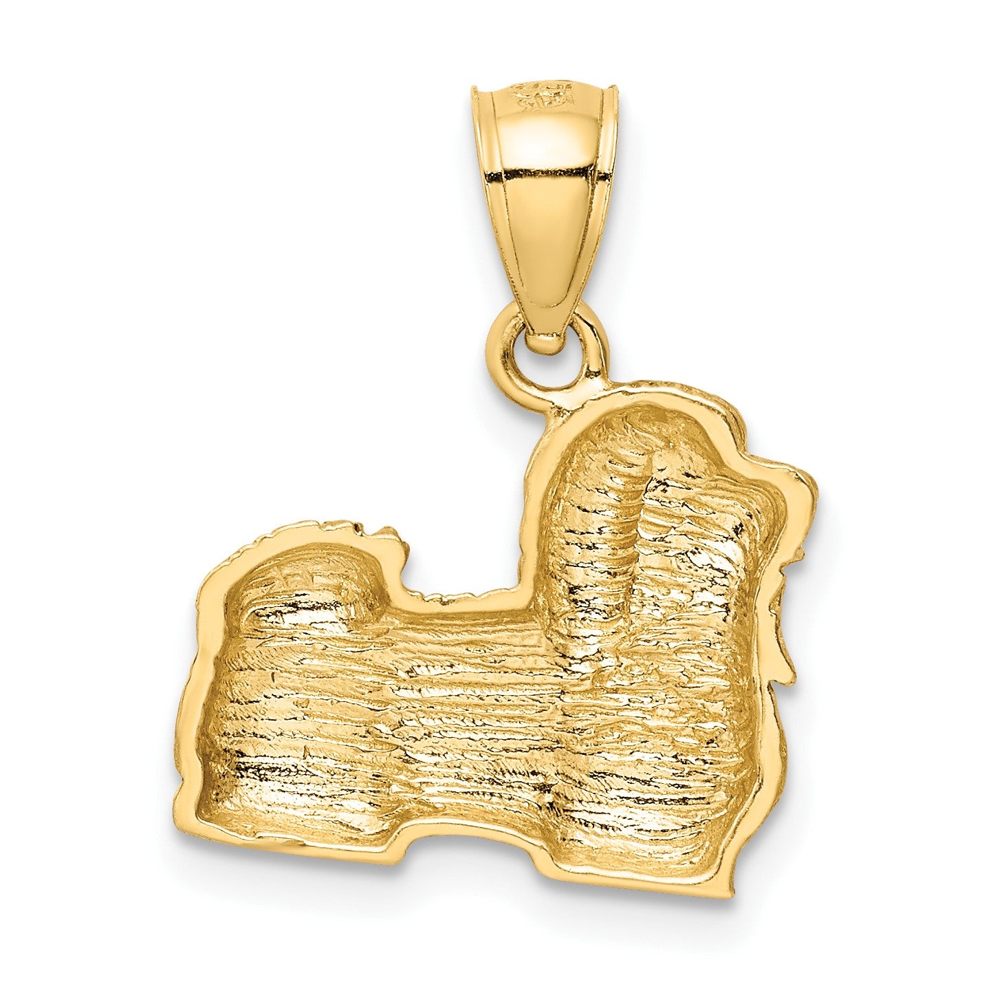 14K Satin Diamond-cut Shih Tzu Dog Pendant