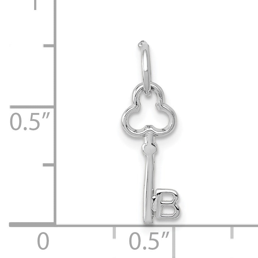 14K White Gold Key Letter B Initial Charm