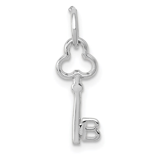 14K White Gold Key Letter B Initial Charm