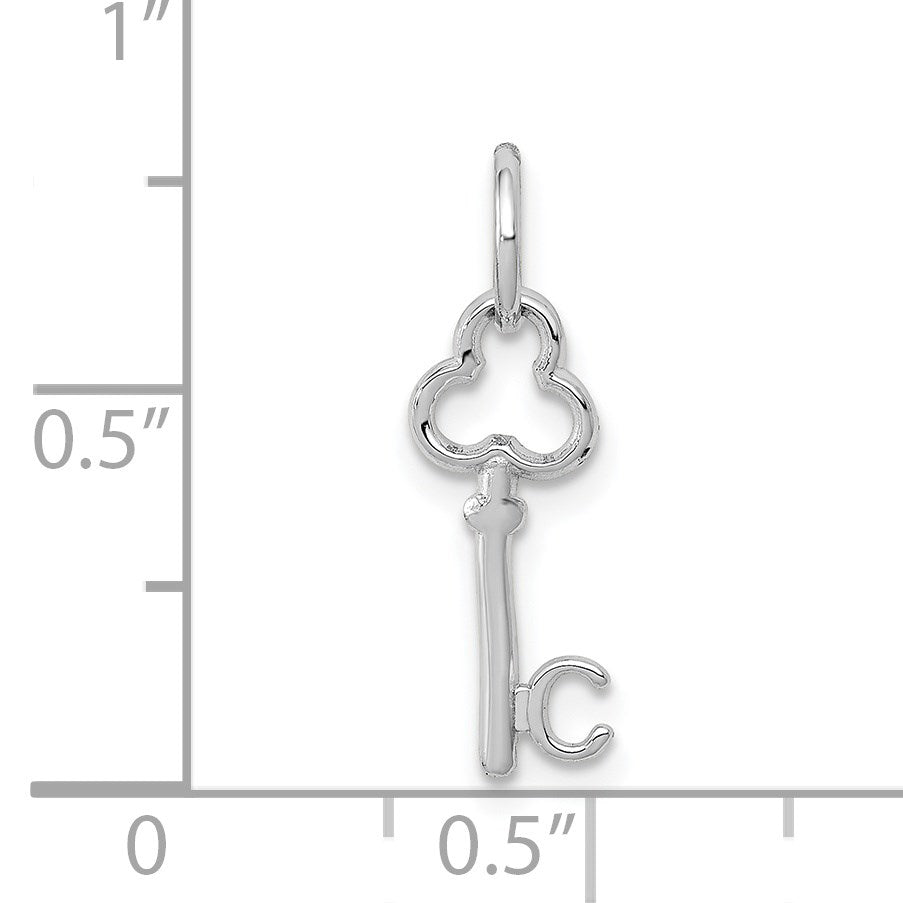 14K White Gold Key Letter C Initial Charm