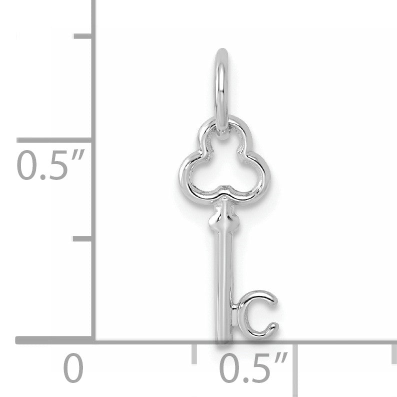 14K White Gold Key Letter C Initial Charm