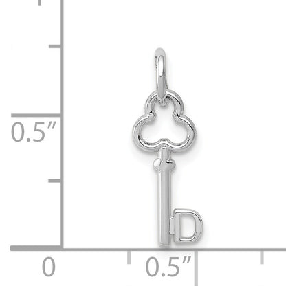 14K White Gold Key Letter D Initial Charm