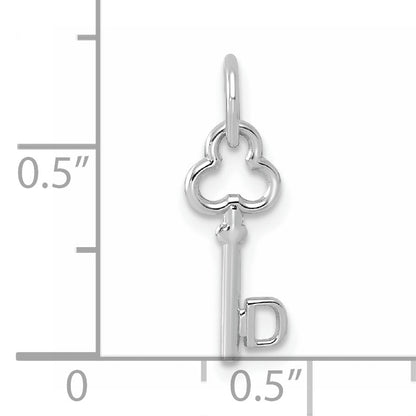 14K White Gold Key Letter D Initial Charm